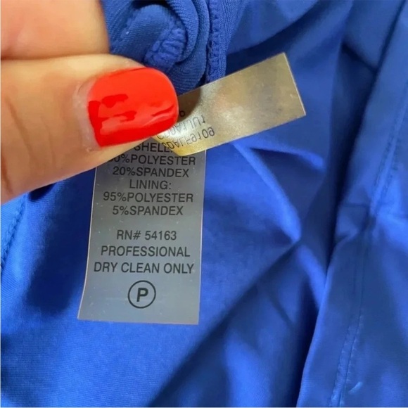 Calvin Klein Blue Pleated mesh Dress - Picture 7 of 7